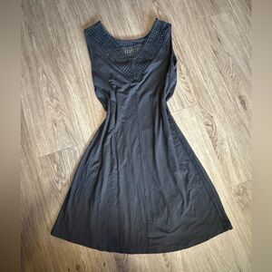 LOFT Black Dress with Intricate Crochet Design